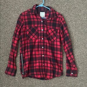 La Hearts Red and Black Plaid Shirt
